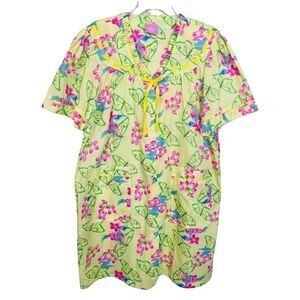 Carol’s Collection Yellow Butterfly Floral Housecoat Size Large